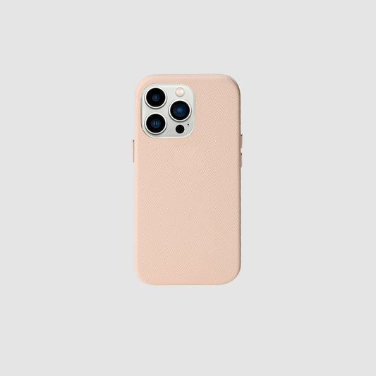 iPhone 13 Pro Pale Pink Saffiano Leather Wrap Case_3