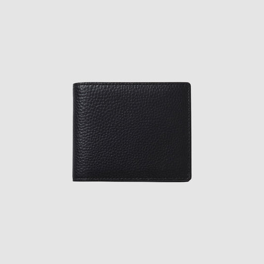 Black Pebbled Leather Slim Line Bi Fold Wallet_1