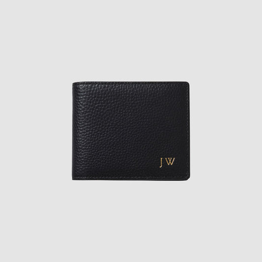Black Pebbled Leather Slim Line Bi Fold Wallet_2