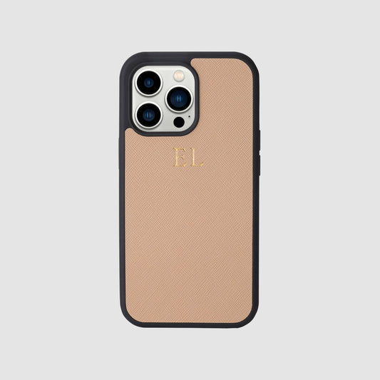 iPhone 13 Pro Taupe Saffiano Leather Case_2