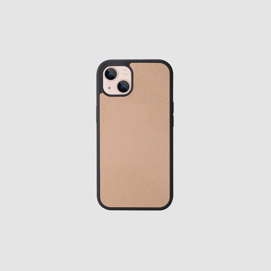 iPhone 13 Taupe Saffiano Leather Case_1