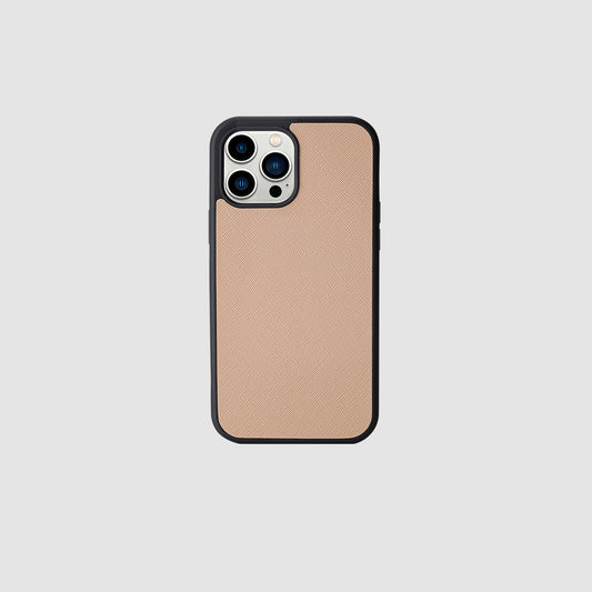 iPhone 13 Pro Max Taupe Saffiano Leather Case_1