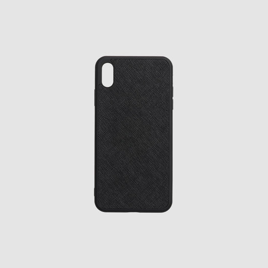 iPhone XS Max Black Saffiano Leather Case_1