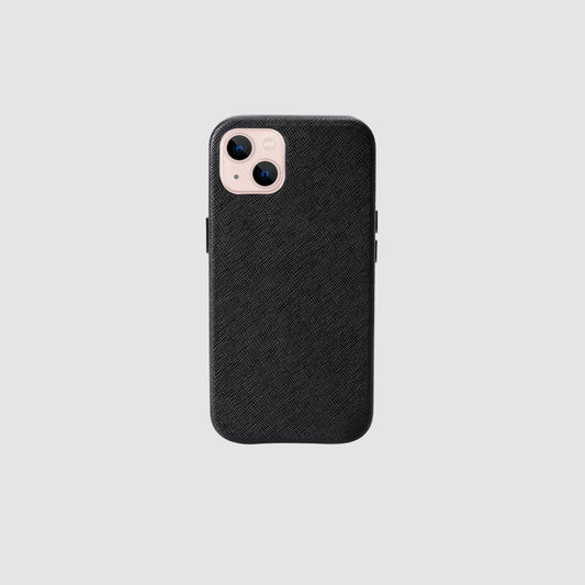 iPhone 13 Mini Black Saffiano Leather Wrap Case_1
