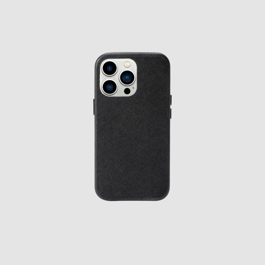 iPhone 13 Pro Black Saffiano Leather Wrap Case_2